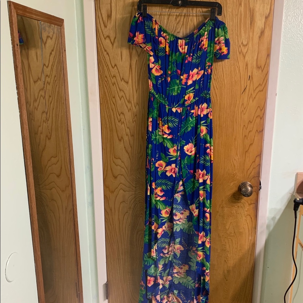 Beautiful floral romper split dress off shoulder